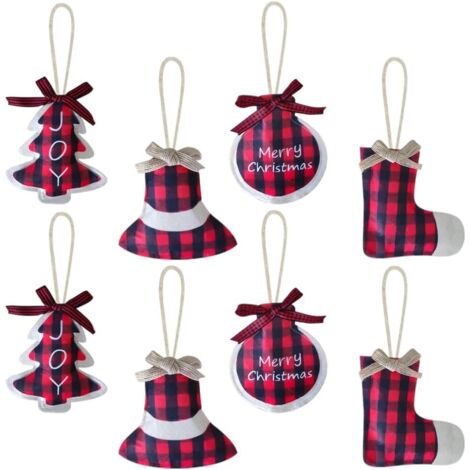 LOT DE CINTRE DE SAPIN DE NOËL EN TISSU, BOULES, 8 PIÈCES, 12 CM (1/5)