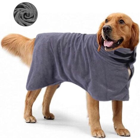 PEIGNOIR SERVIETTE APRÈS BAIN POUR CHIENS GRIS TAILLE XS (1/3)