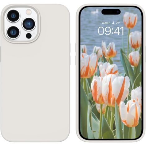 COQUE POUR APPLE IPHONE 14 PRO SILICONE BEIGE RÉSISTANTE A2890 A2650 A2889 (1/5)