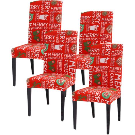 4x HOUSSES DE CHAISE DE NOËL DÉCORATION DE NOËL ROUGE (1/5)