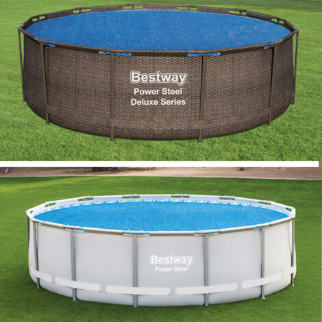 Bestway – Bâche solaire pour piscine hors-sol ronde 462 cm – Polyéthylène durable – Réduit évaporation jusqu'à 95% – Sac de rangement inclus