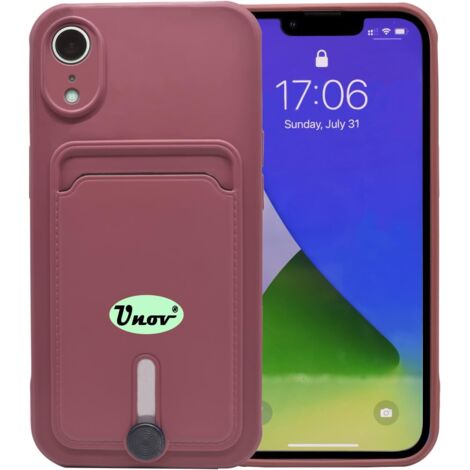COQUE EN SILICONE POUR APPLE IPHONE XR 6,06" BORDEAUX + EMPLACEMENT POUR CARTES (1/5)