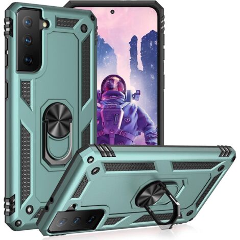 COQUE POUR SAMSUNG GALAXY S21 VERTE RIGIDE ANNEAU MAGNÉTIQUE (1/5)