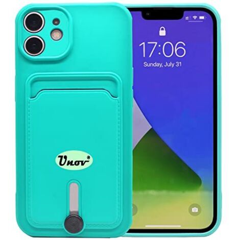 COQUE APPLE IPHONE 12 EN SILICONE VERT MENTHE + PLACE POUR CARTE D'IDENTITÉ (1/5)