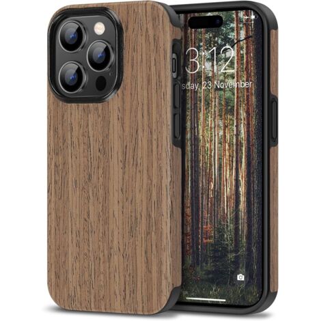 COQUE EN VERRE TREMPÉ POUR IPHONE 14 PRO MAX 6.7' IMITATION BOIS A2894 A2651 (1/5)