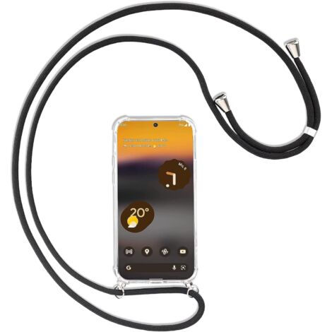 ÉTUI EN SILICONE TRANSPARENT POUR GOOGLE PIXEL 6A + LANIÈRE NOIRE (1/5)