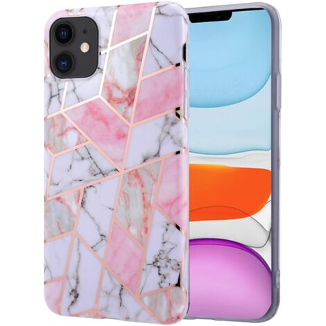 COQUE POUR APPLE IPHONE 11 COQUE SILICONE COLORÉ MARBRE ROSE A2111 (1/5)