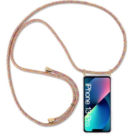 COQUE APPLE IPHONE 13 PRO TRANSPARENTE ET SANGLE COLORÉE (1/5)
