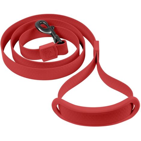 LAISSE ROUGE POUR GRAND CHIEN LONGUEUR 1,4 M PVC NYLON IMPERMÉABLE DRESSAGE (1/5)