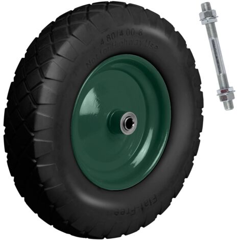 Roue de brouette tubeless 4.00-8 – Jante renforcée – Diamètre 40 cm – Largeur 8 cm – Pour ateliers et terrains accidentés