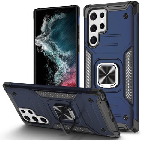 COQUE POUR SAMSUNG S22 ULTRA BLUE ARMOR MAGNET RING SUPPORT (1/4)