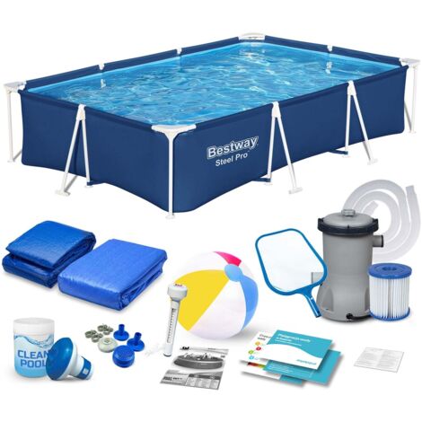 Bestway – Piscine tubulaire hors-sol 300 x 201 x 66 cm – 3300 litres – Pompe de filtration incluse – Montage rapide sans outil