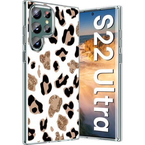 COQUE DE PROTECTION SOLIDE POUR SAMSUNG GALAXY S22 ULTRA BLANC TACHES LÉOPARD (1/5)