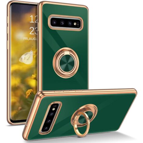COQUE POUR SAMSUNG GALAXY S10 EN SILICONE SOLIDE VERT OR ARRIÈRE (1/5)