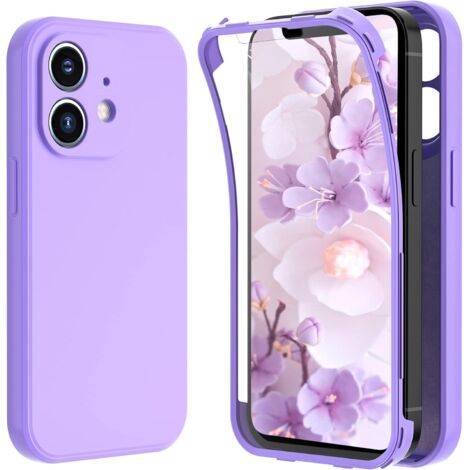 COQUE EN SILICONE VIOLET POUR APPLE IPHONE 12 + PROTECTION D'ÉCRAN (1/5)
