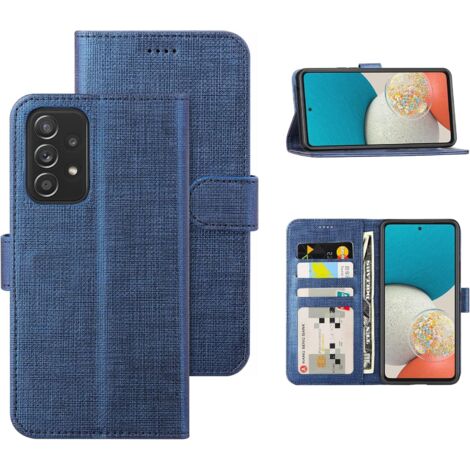 ÉTUI À RABAT POUR SAMSUNG GALAXY A53 5G BLEU TEXTURE MATÉRIAU SM-A5360 (1/5)