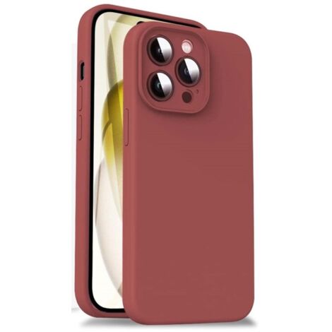 ENSEMBLE COQUE EN SILICONE POUR APPLE IPHONE 13 PRO MAX ROUGE SOMBRE + VERRE (1/5)