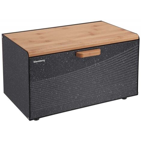 Boîte à pain double face en acier inoxydable et bois clair – Design moderne – Dimensions 23,5 x 35,5 x 21 cm – Conservation optimale du pain - KB-7464