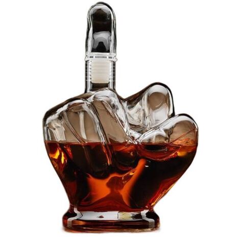 Carafe à whisky en verre borosilicate 1L – Bouchon majeur amovible – Gadget humoristique pour bar à domicile