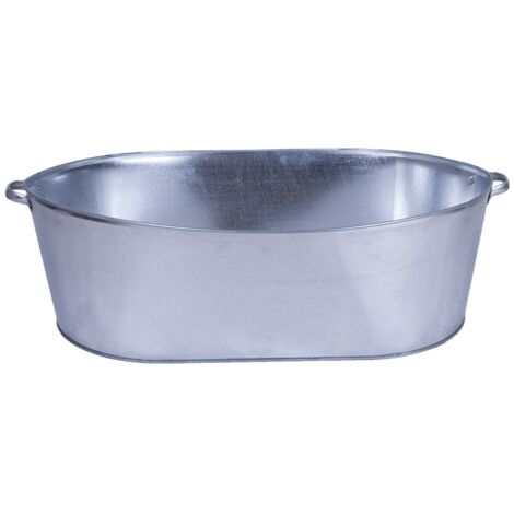 Baignoire ovale galvanisée 100L – Diamètre supérieur 89 cm – Hauteur 28 cm – Conçue pour espaces confinés et chantiers humides