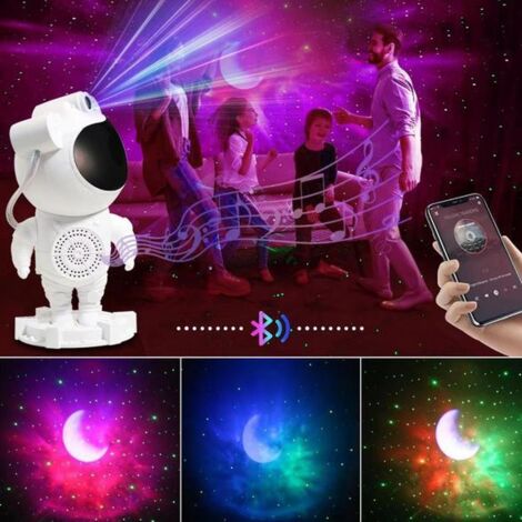 Projecteur Étoiles & Aurore Avec Réveil, Bluetooth & Bruit Blanc – Fusée Design, Ambiance Galaxie Pour Chambre Enfant & Adulte