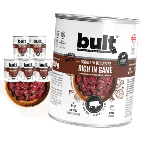 Nourriture humide pour chien BULT, boîte riche en gibier, lot de 6 x 800 g (1/2)