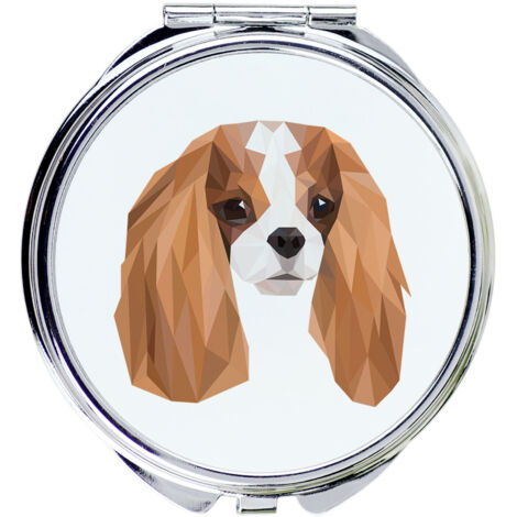Cavalier King Charles Spaniel - miroir avec photo et inscription géométrique par Art-Dog (1/3)