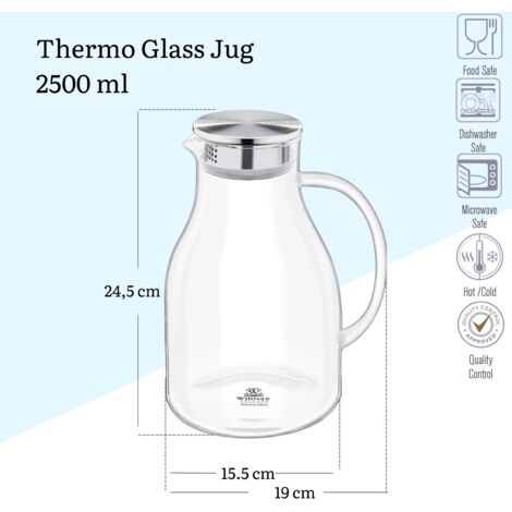 Carafe The Jus Eau Wilmax - Carafe En Verre Avec Couvercle En Acier Inoxydable - 1000 Ml Carafe Avec Couvercle Carafe The Jus Eau Wilmax - Carafe En Verre Avec Couvercle En Acier Inoxydable - 1000 Ml Carafe Avec Couvercle