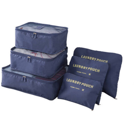 Ensemble de rangement pour vêtements et filet à linge de voyage 6 pièces (bleu marine) (1/5)