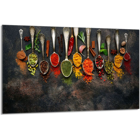 Plaque de protection en verre pour poêle 80x52 Épices