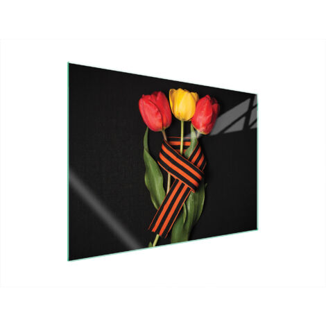 PLAQUE DE PROTECTION DE POÊLE EN VERRE 70x52 ROSES (1/5)