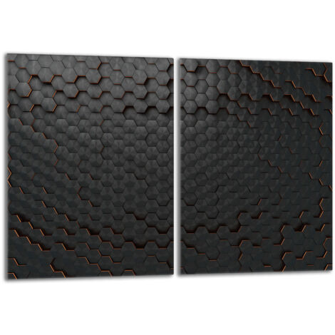 Plaque de protection en verre pour poêle 2x40x52 Noir