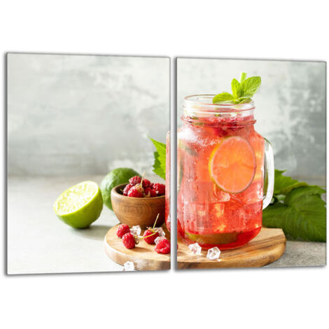 Planche De Cuisine En Verre Trempé Tulup – Motif Cocktails De Fruits, 2x40x52 Cm, Moderne