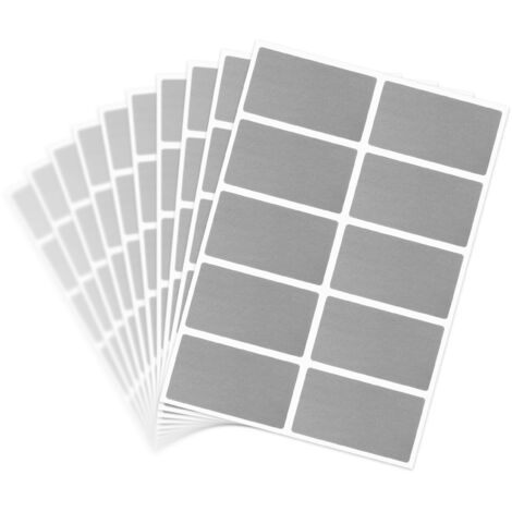 ETIQUETTE,40mm Square Gray--Autocollants Adhésifs à Gratter, 100 Pièces