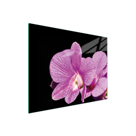 Planche De Cuisine En Verre Trempé Tulup - Motif Orchidée 80x52 Cm - Moderne Noir