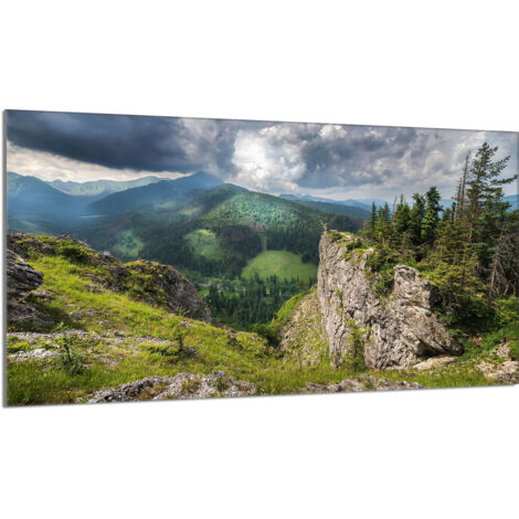 Plaque de protection en verre pour poêle 90x52 Montagnes (1/5)