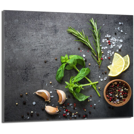 Planche Cuisine Design épices Planche à Découper En Verre Trempé 60x52 Cm - Protection Plaque Induction, Design épices Colorées Planche De Protection Plaque Induction 60x52cm