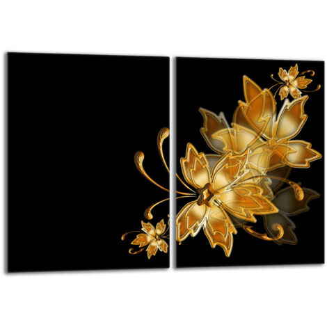 Plaque de protection en verre pour poêle 2x40x52 Or (1/5)