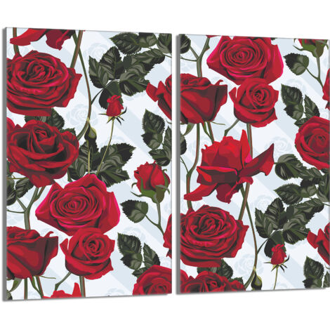 Protection de plaque de cuisson en verre 2x30x52 Roses (1/5)