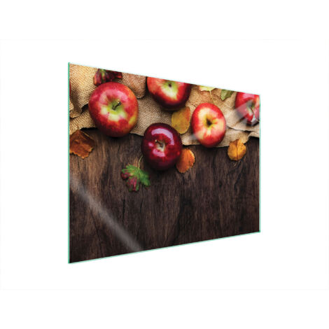 PLAQUE DE PROTECTION EN VERRE POUR POÊLE 70x52 POMMES (1/5)