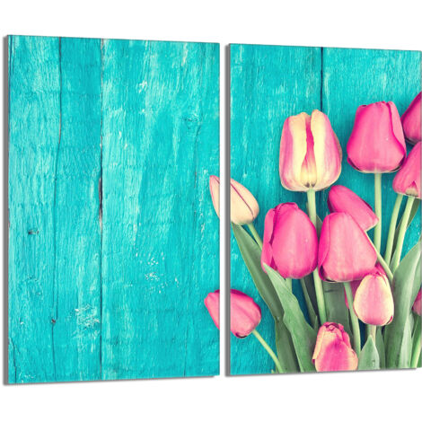 Plaque de protection en verre pour poêle 2x30x52 Tulipes (1/5)