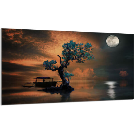 Plaque de protection de poêle en verre 90x52 Tree