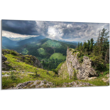 Plaque de protection en verre pour poêle 80x52 Montagnes (1/5)