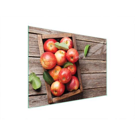 PLAQUE DE PROTECTION EN VERRE POUR POÊLE 70x52 POMMES (1/5)