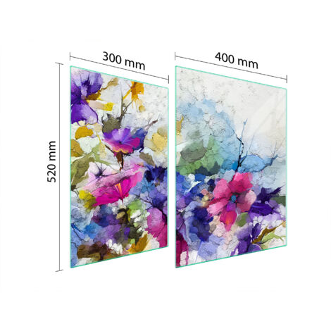 PLAQUE DE PROTECTION EN VERRE POUR POÊLE 70x52 FLEURS (1/5)