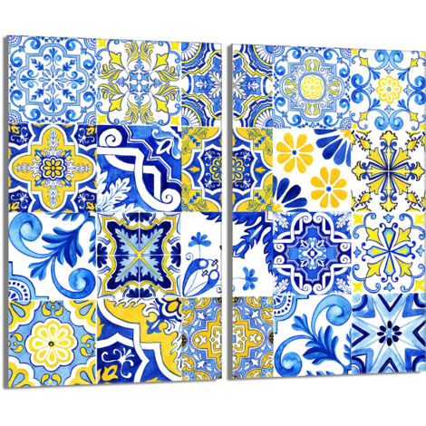 Plaque de protection en verre pour poêle 2x30x52 Mosaïque
