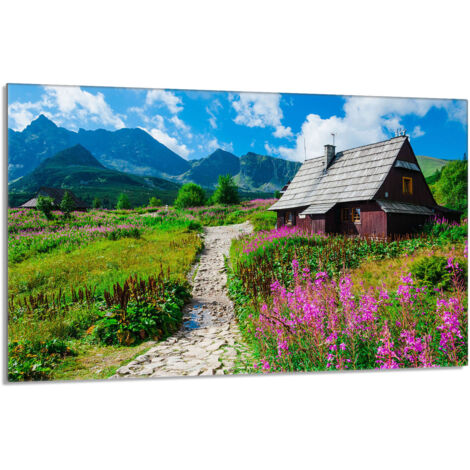 Plaque de protection en verre pour poêle 80x52 Montagnes (1/5)