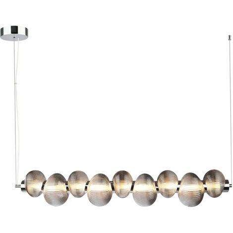 Suspension design moderne pour salon, salle à manger, à poser au-dessus d'une table, chromée, en verre fumé, couleur chaude, LED 32W, BOLLA Milagro (1/5)