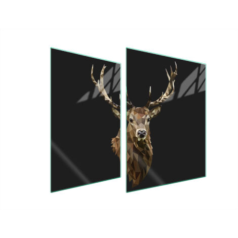 PLAQUE DE PROTECTION EN VERRE POUR POÊLE 70x52 CERF (1/5)