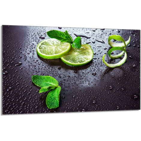 Plaque de protection en verre pour poêle 80x52 Citron vert